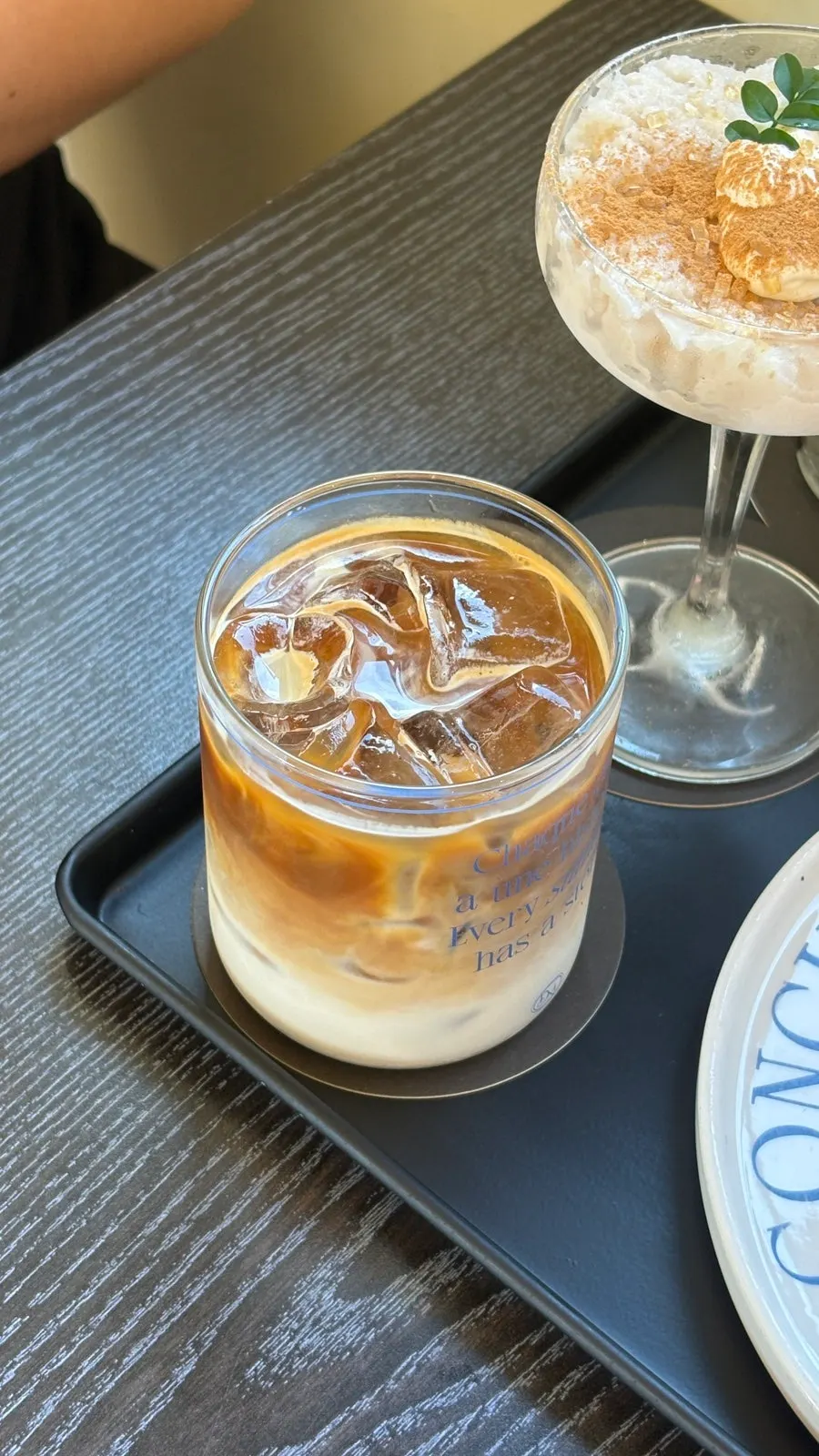 A cup of decaf Royal Vanilla Bean Latte