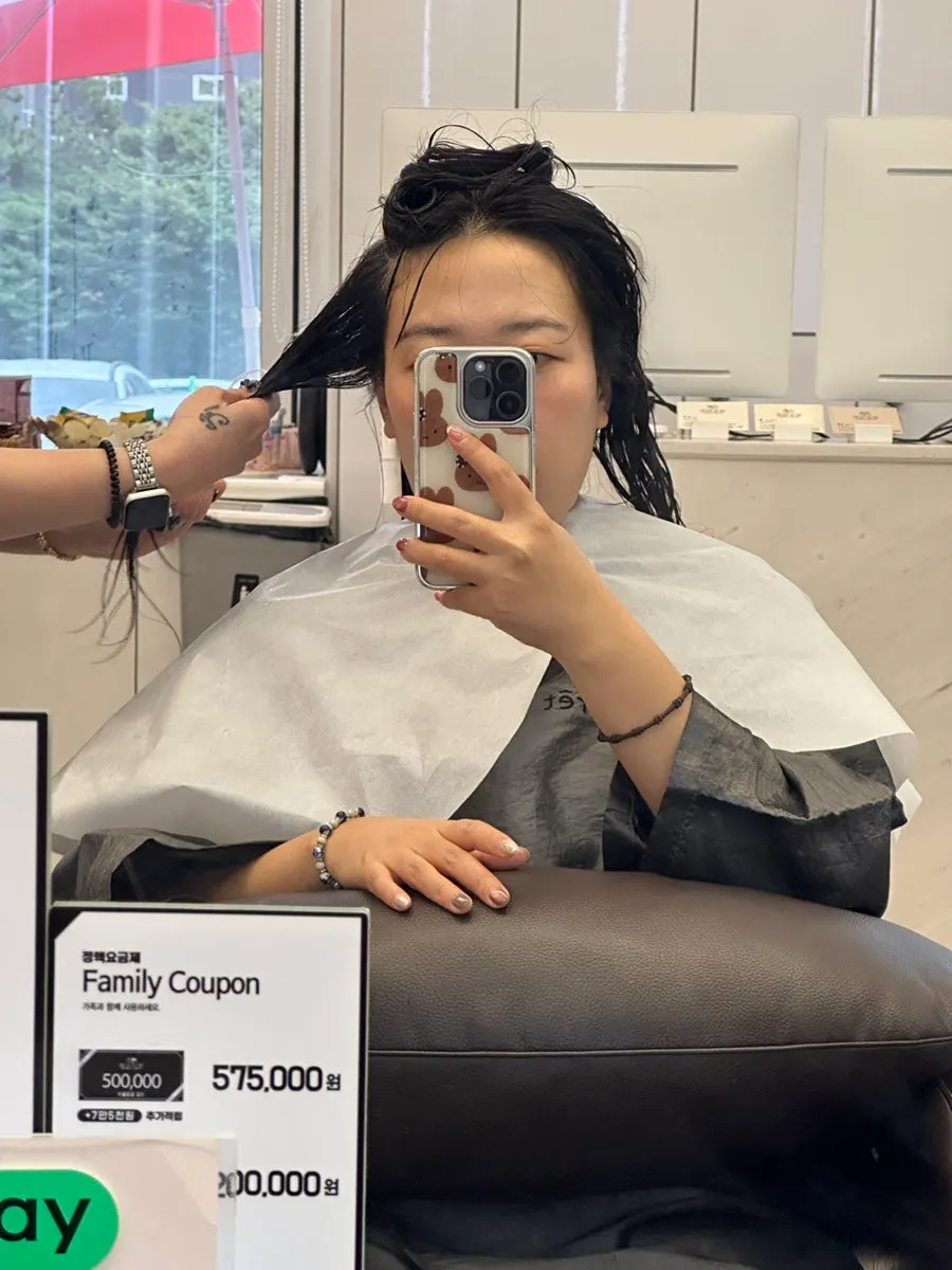 Hair fully coated with clinic product