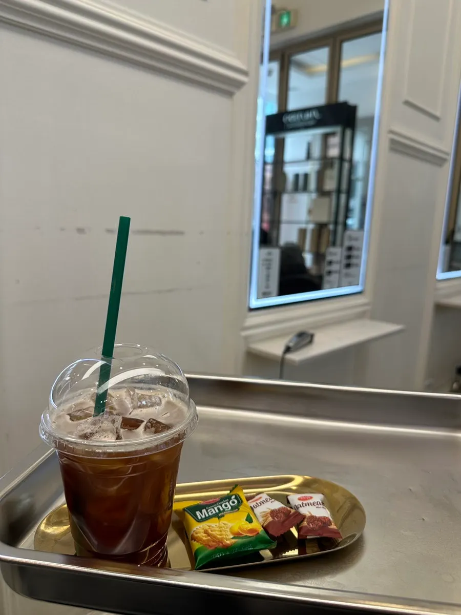 Coffee enjoyed at the treatment seat