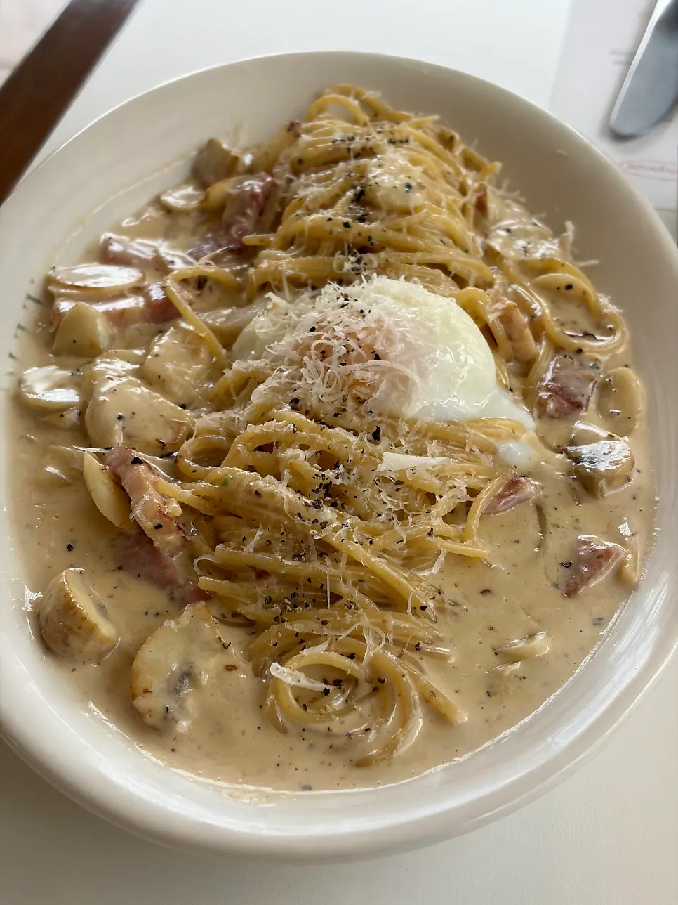 Carbonara with a savory cream flavor