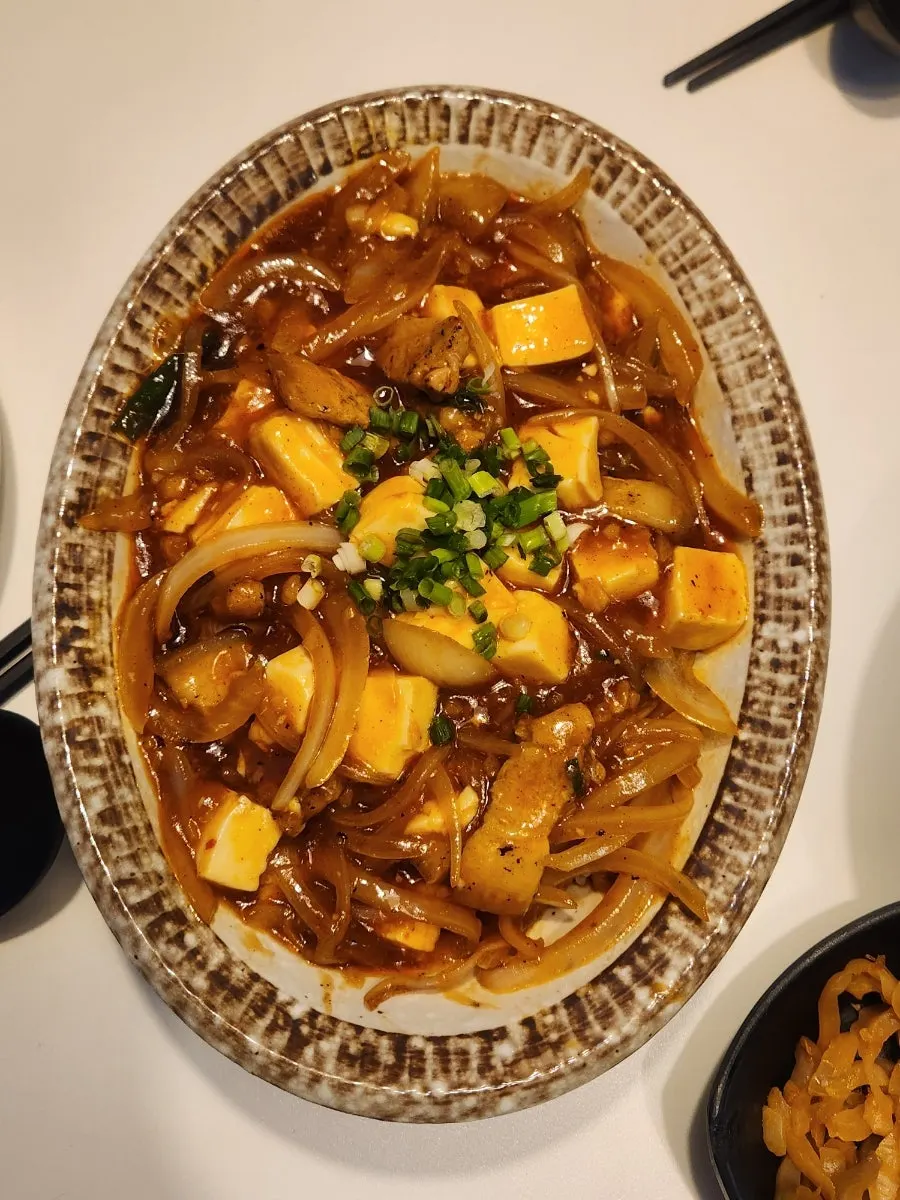Mapo tofu rice with tofu and meat