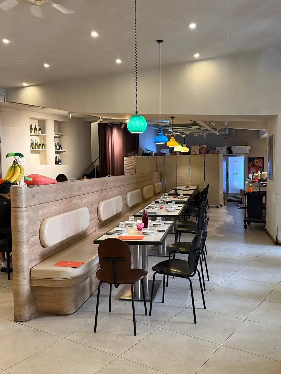 Restaurant seating suitable for a group