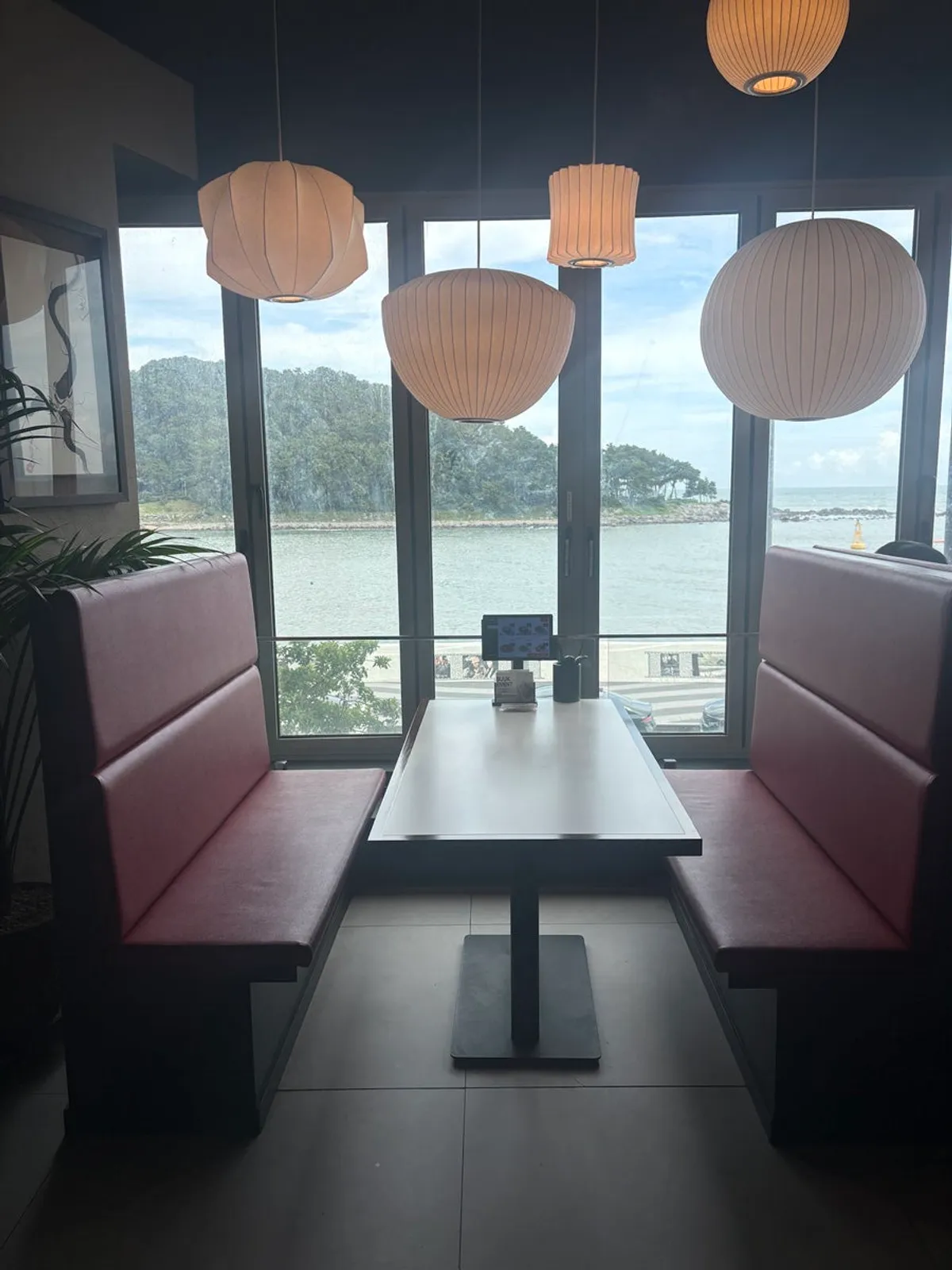 Interior of a Marine City Chinese restaurant with an ocean view