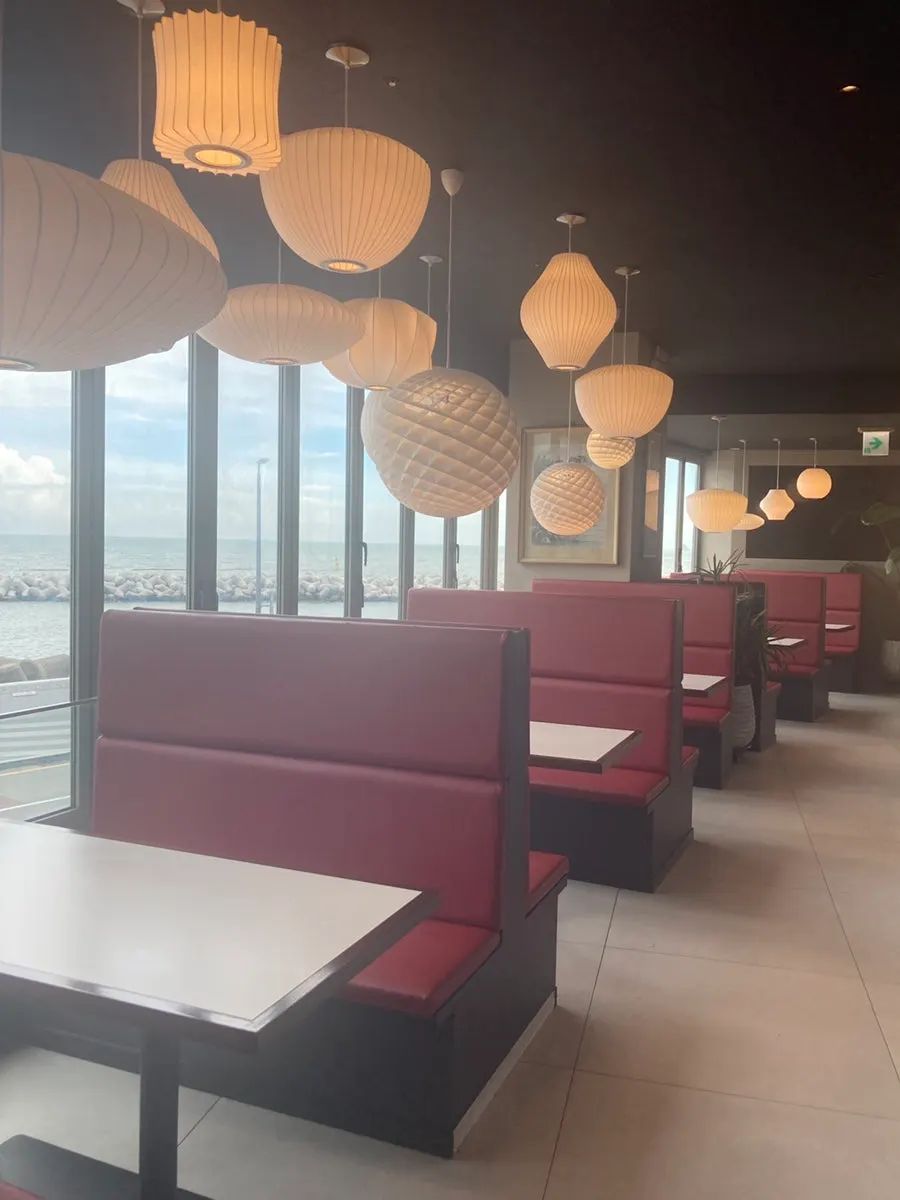 Spacious seating area inside the Chinese restaurant