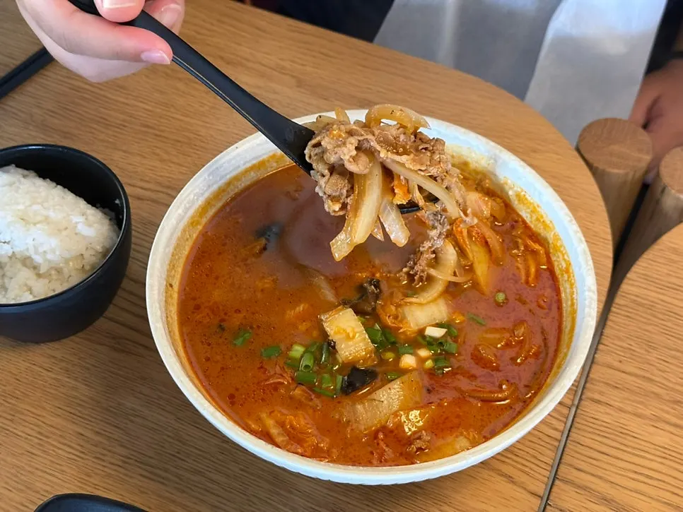 Close-up of smoky gochu japchae