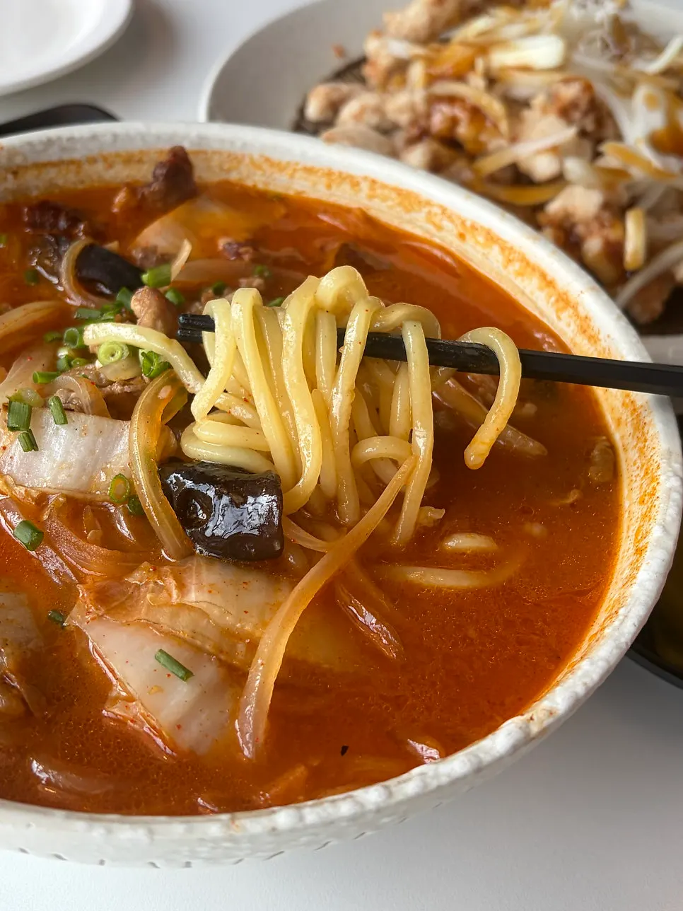 Spicy jjamppong broth with beef brisket