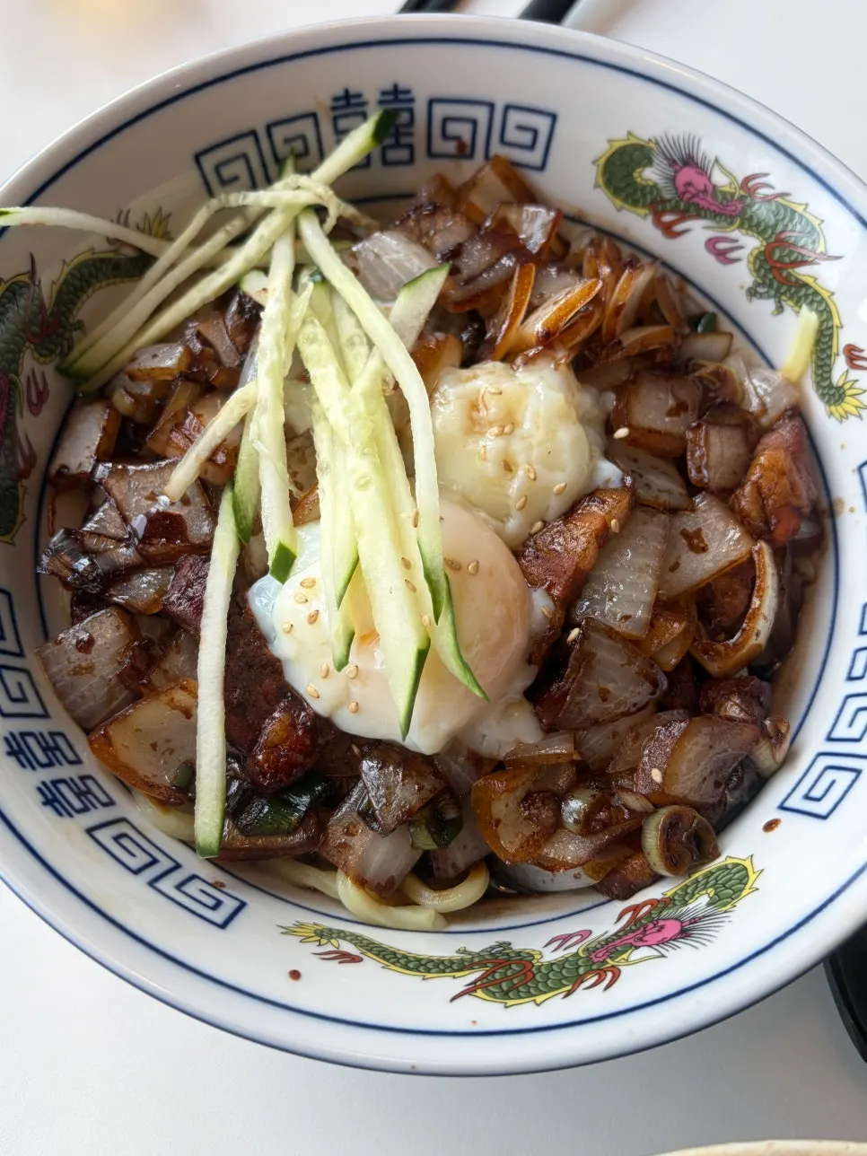Poached-egg jajangmyeon arriving last