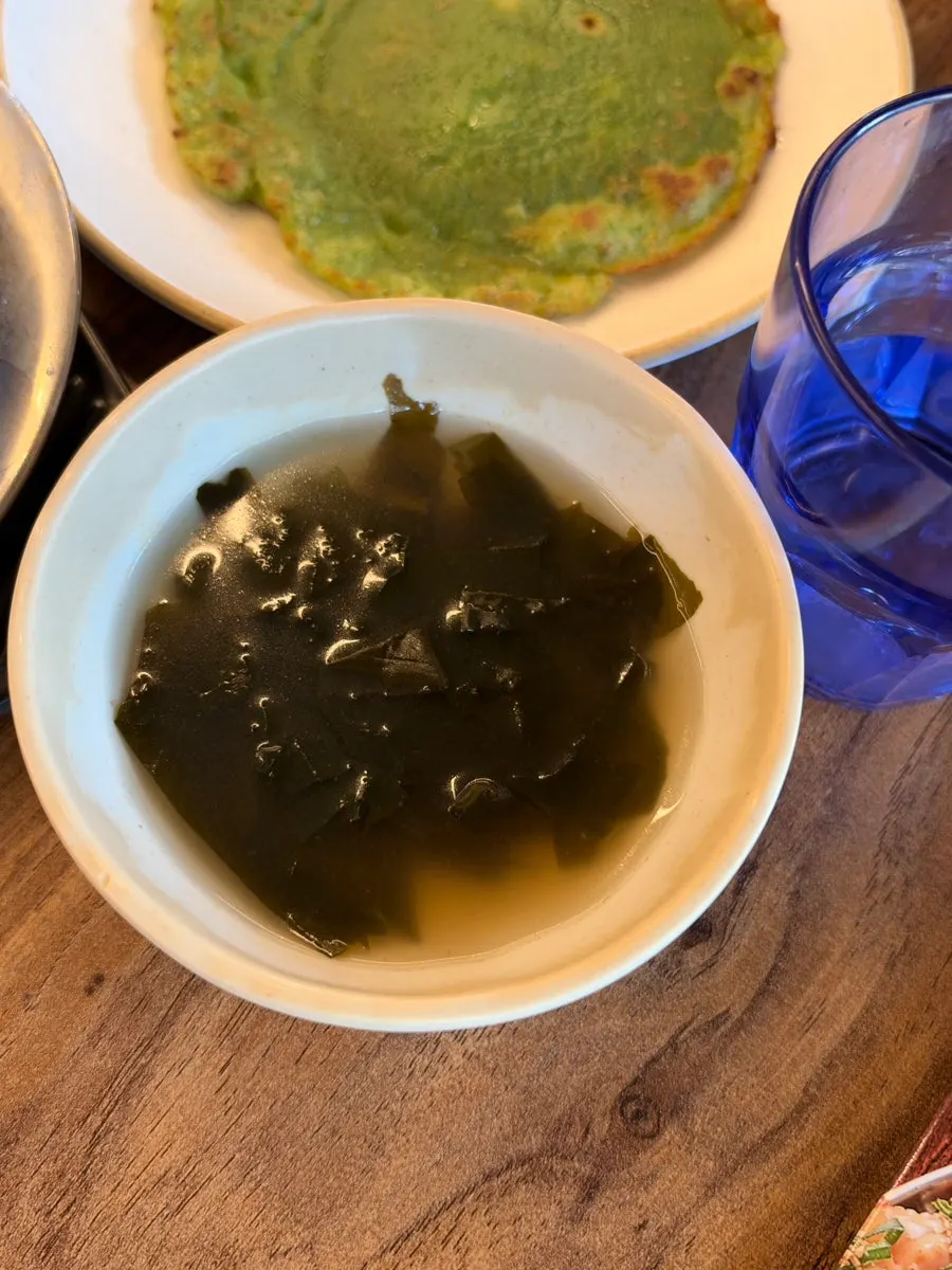 Individual servings of seaweed soup