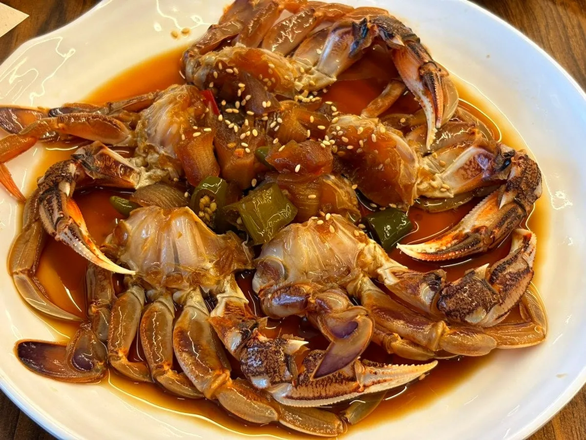 Korean table spread at Deodo Gejang in Marine City, Haeundae