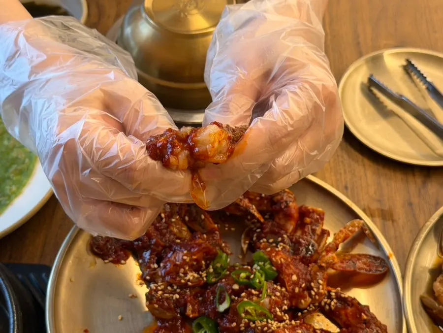Deodo Gejang's soy yellow crab on a plate