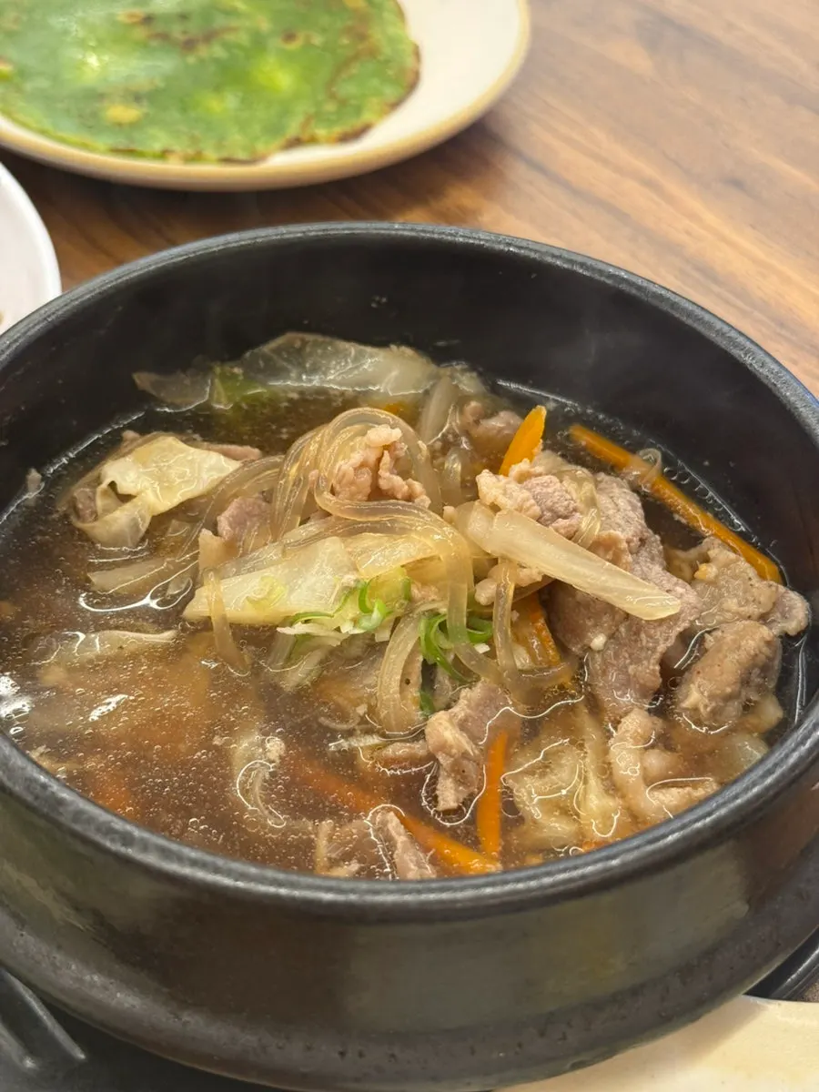 Seaweed soup and stew on the table