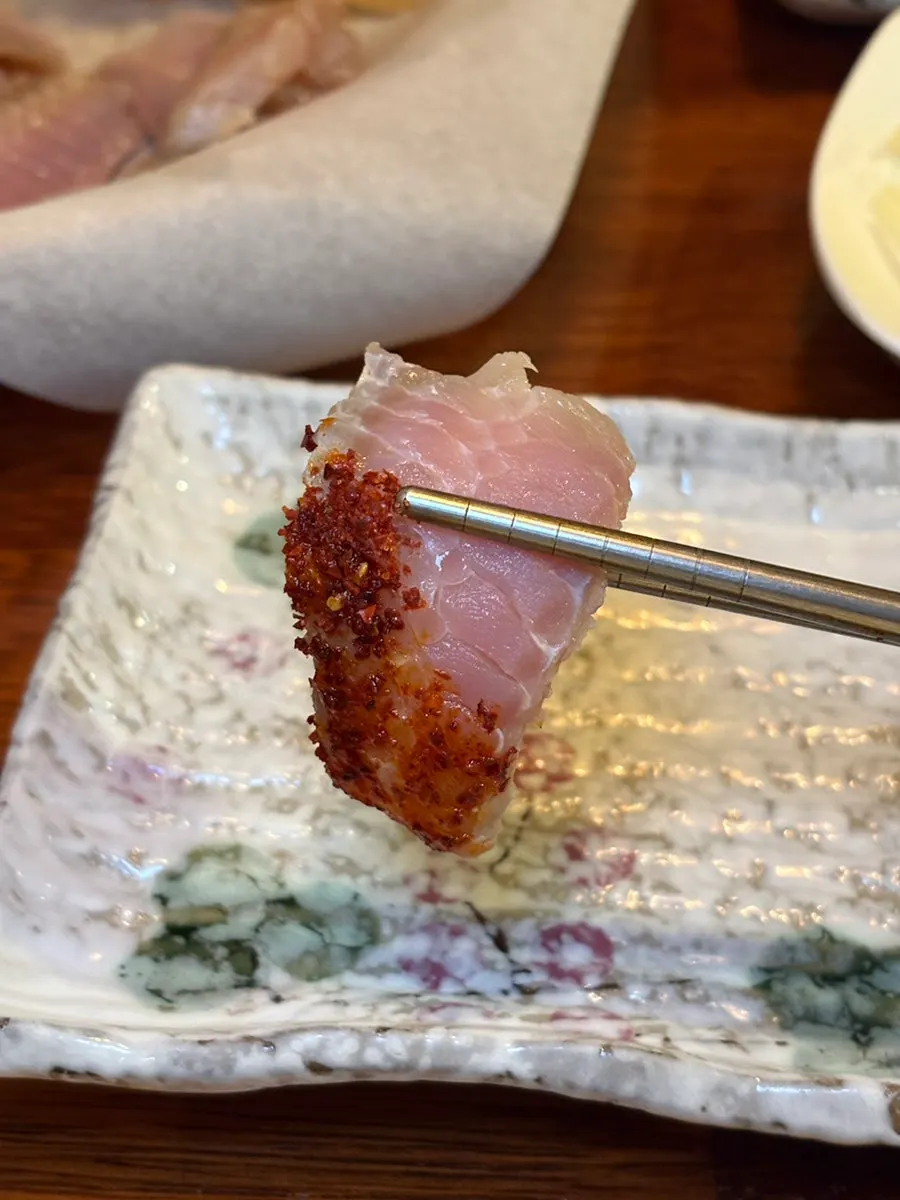 Skate ray dipped in chili powder