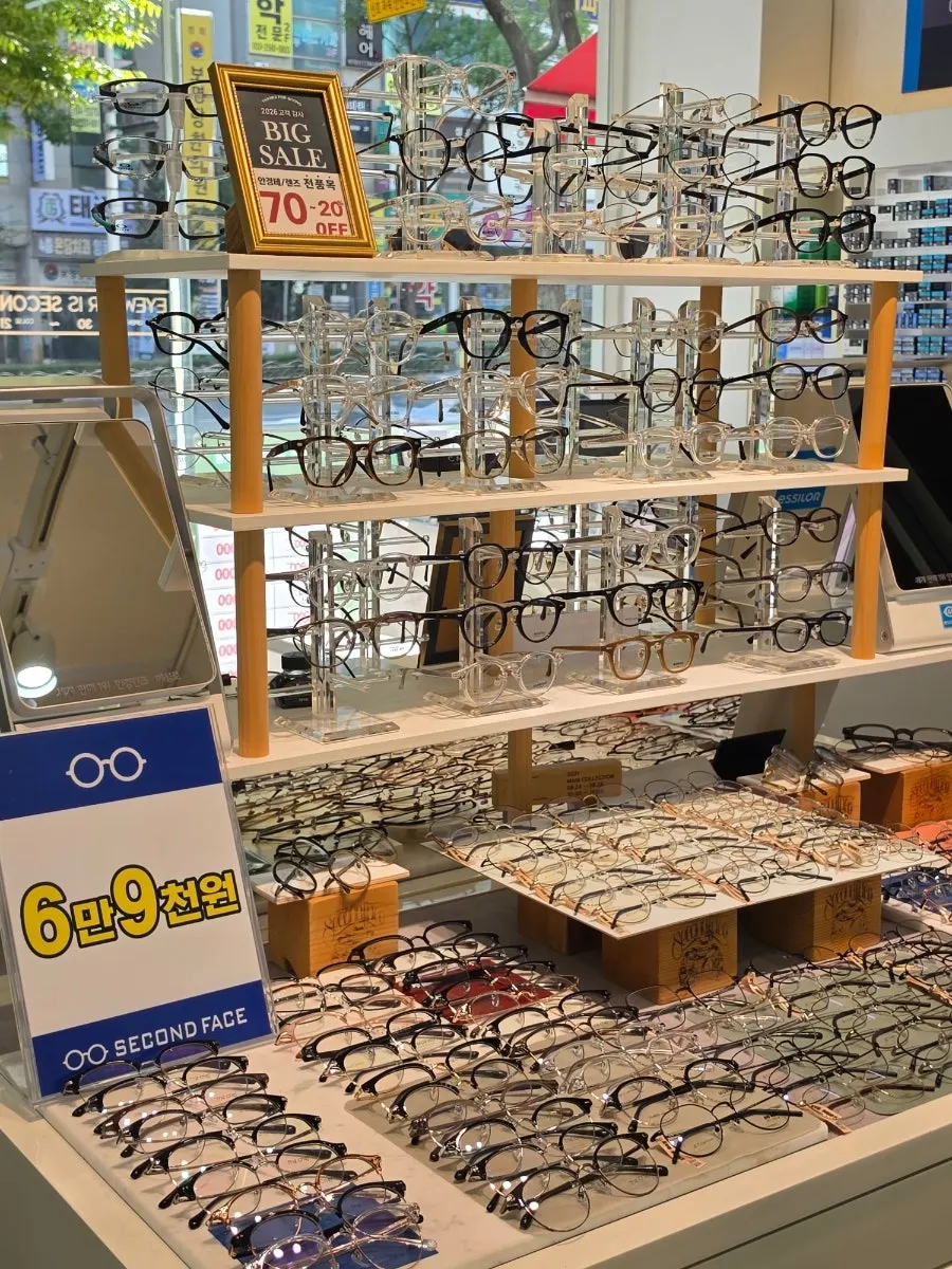 Frames on display, discounted across all items