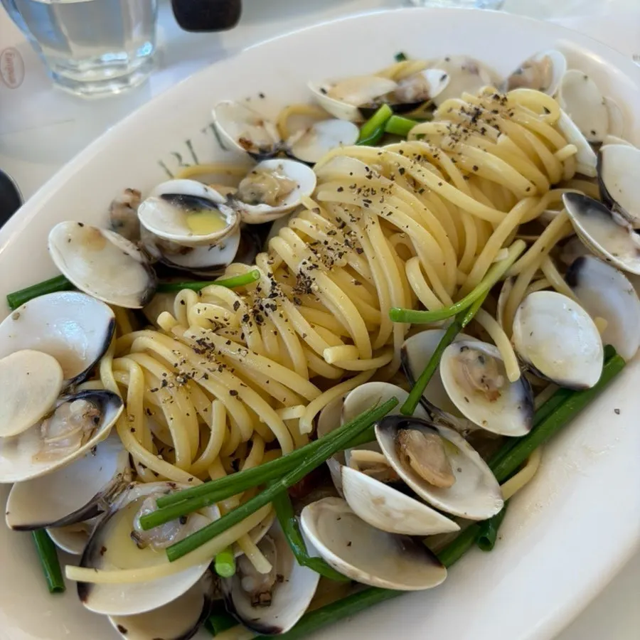 Seafood pasta in rich tomato sauce