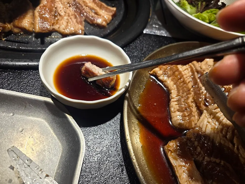 Heukjang Pork Ribs cooking on the grill