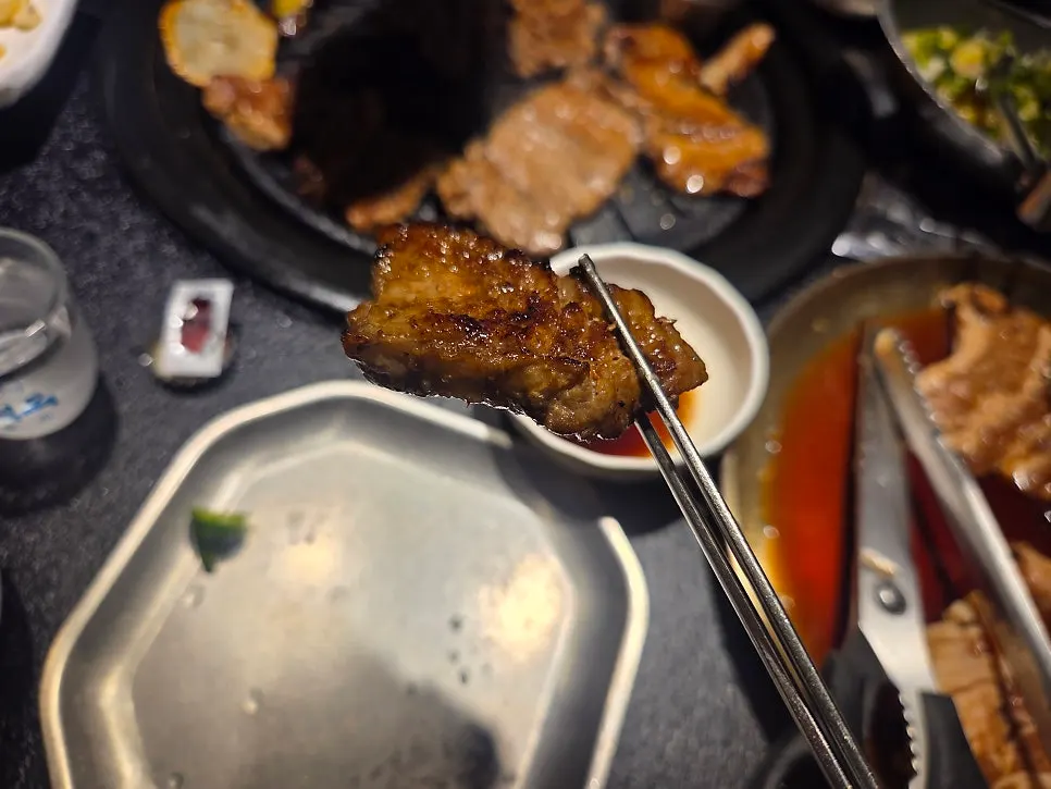 A finished piece of grilled marinated pork rib