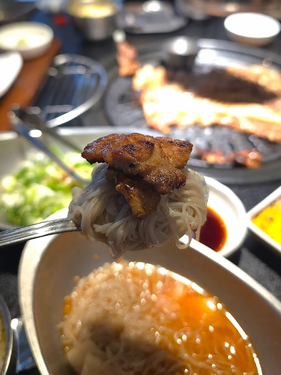 A bowl of sweet-tart Hamheung-style mul naengmyeon