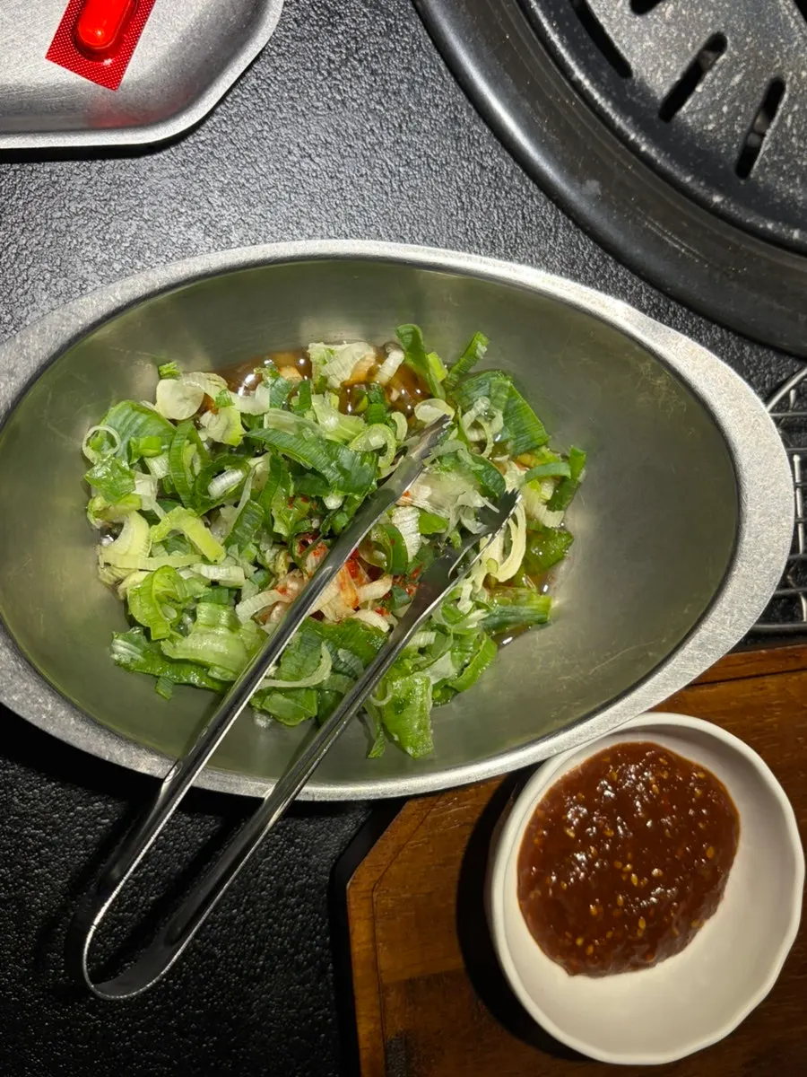 Seokok Galbi's basic side dishes and sauces