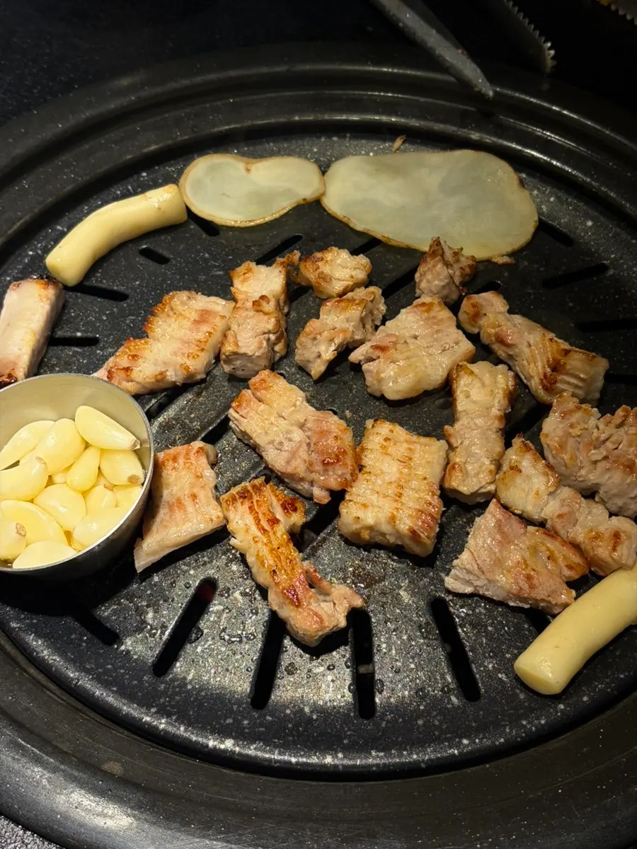 Seokok Galbi ribs grilling on the grill