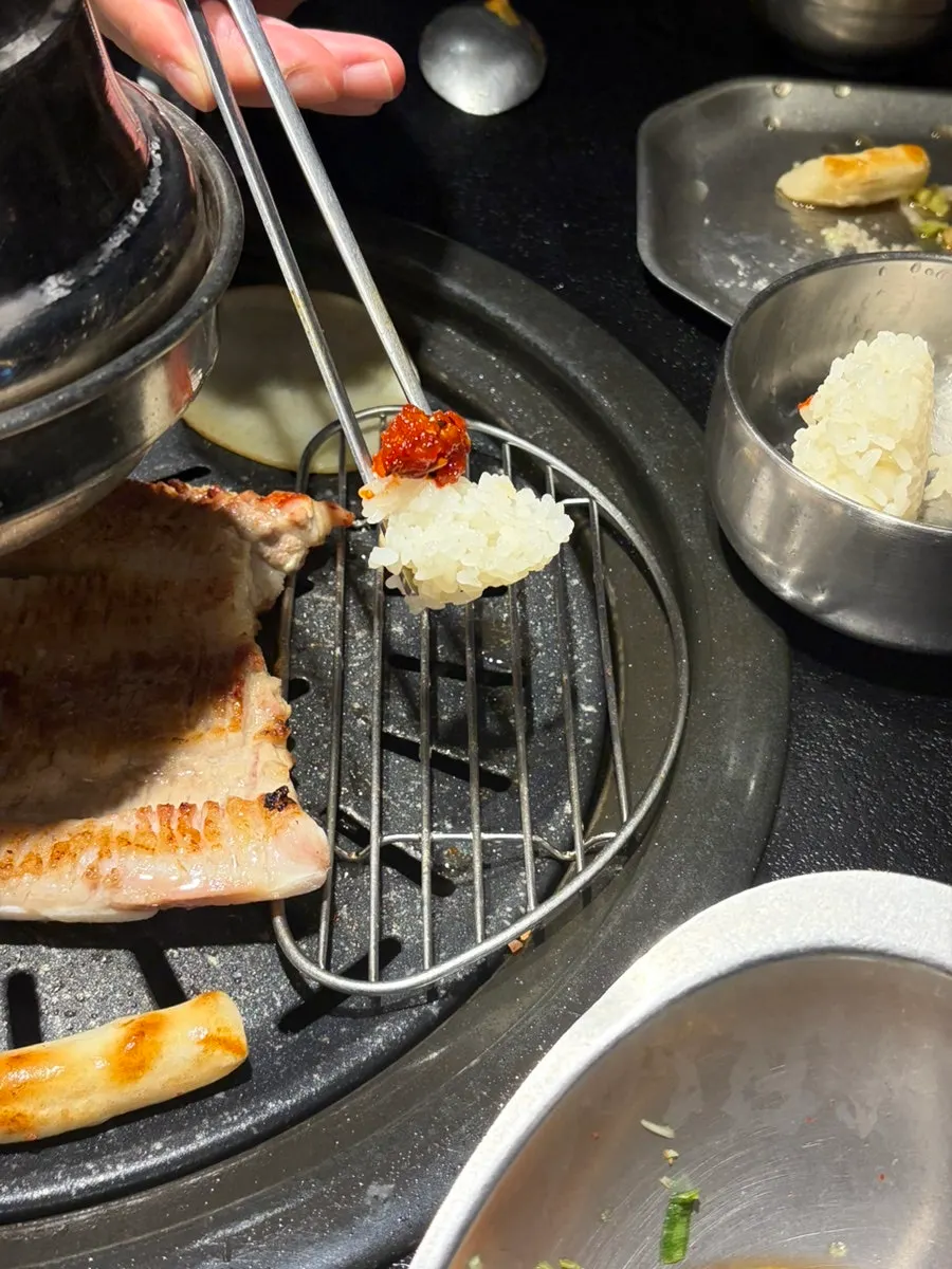 Pork rib placed on rice