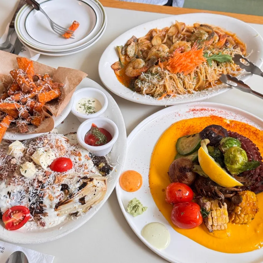 Full spread of Smith's Farm dishes on the table