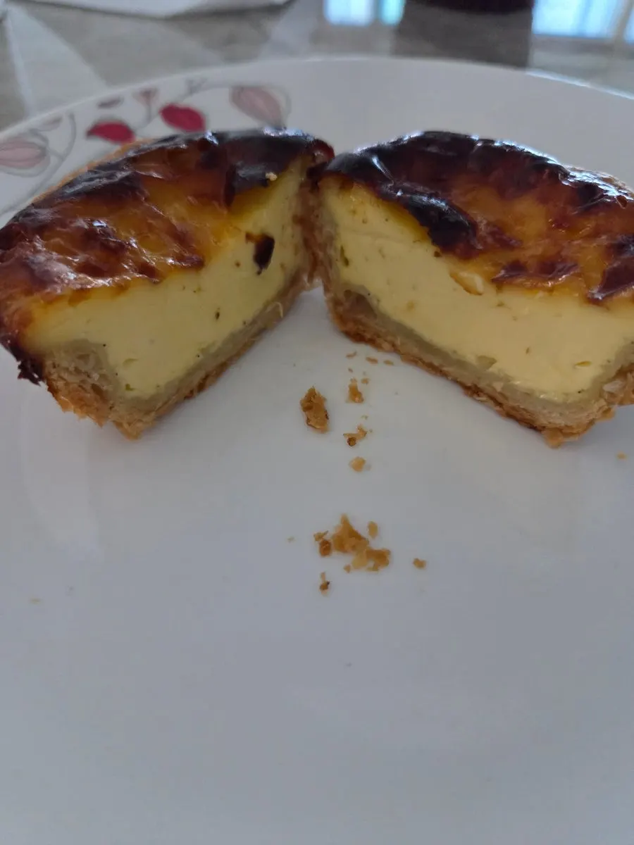 Egg tart with a bite taken out