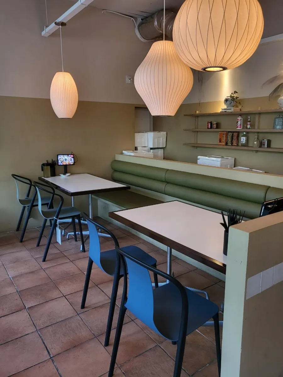 Chinese restaurant interior with muted lighting