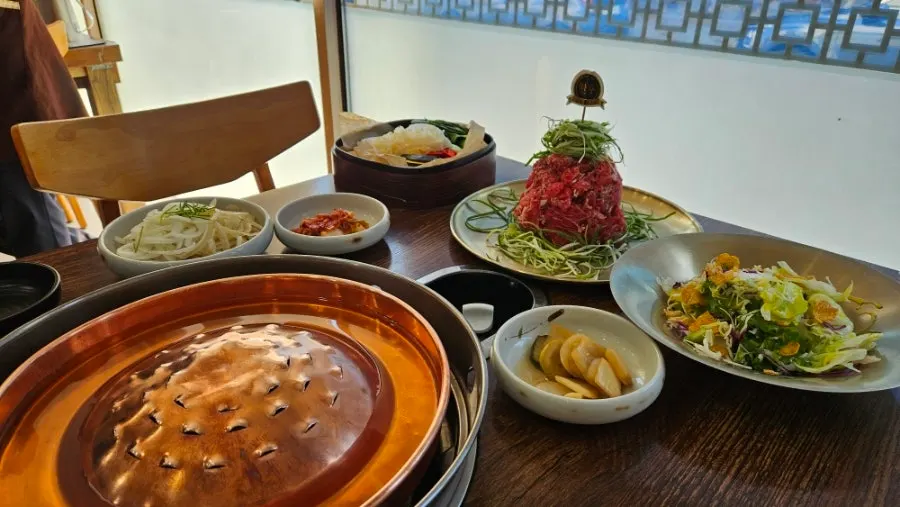 Korean beef bulgogi set for two set out on the table