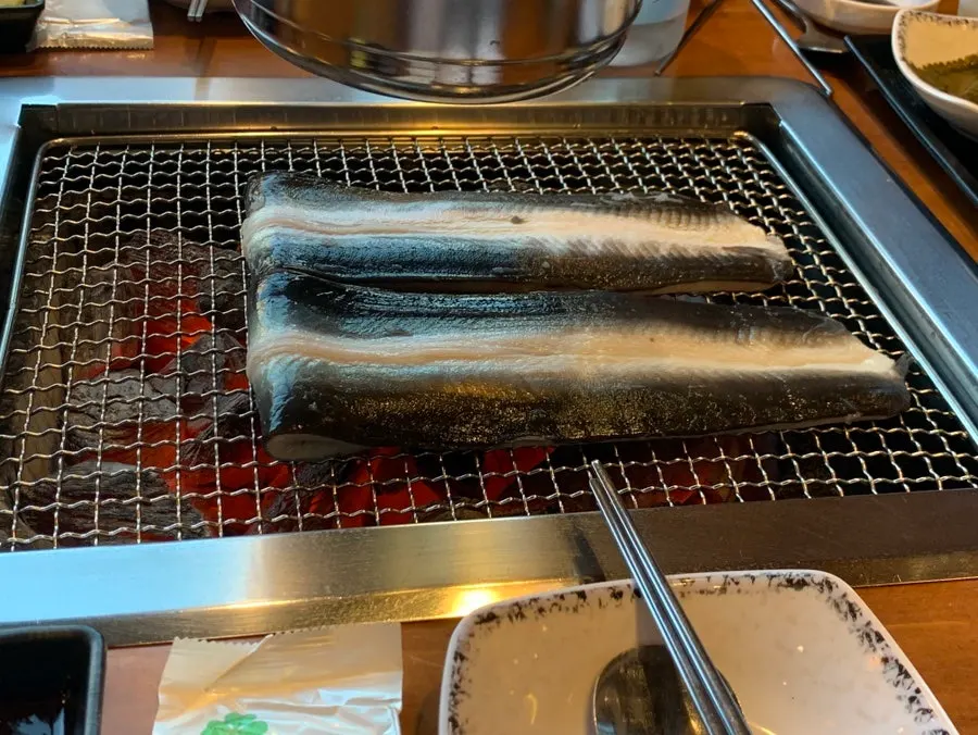 Eel grilling over real charcoal