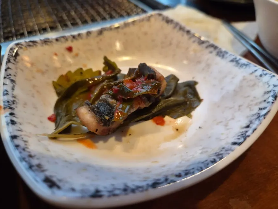 Eel topped with scallion kimchi