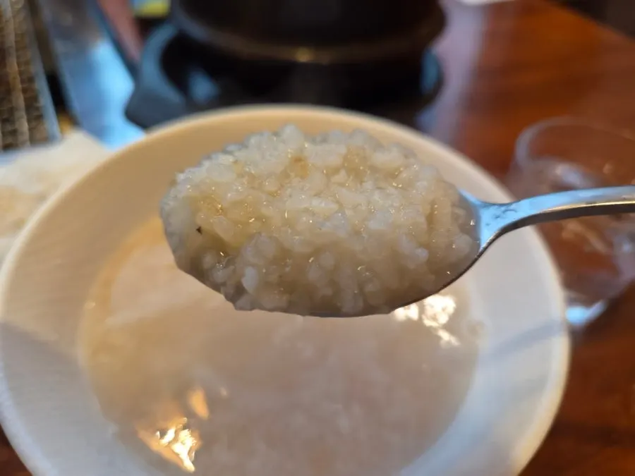Warm nurungji served to finish the meal
