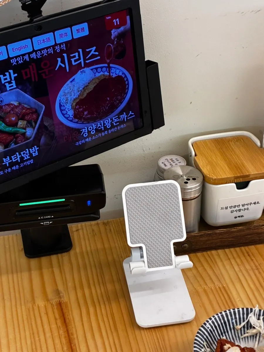 Phone stand placed on the table