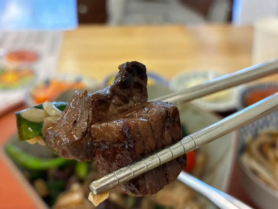 Big bite-sized chunks of cube steak meat