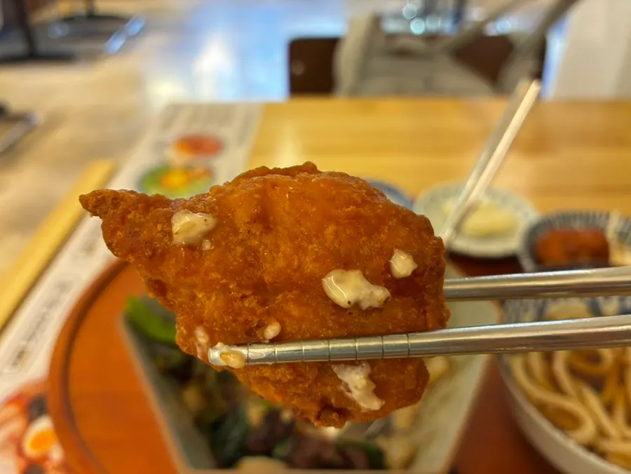 Cross-section of crispy fried karaage