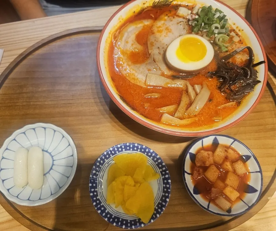 Full table spread of all three dishes at Hekbap Kkachisan Branch