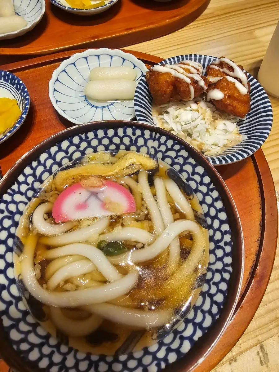 Close-up of beef intestine on top of the rice bowl