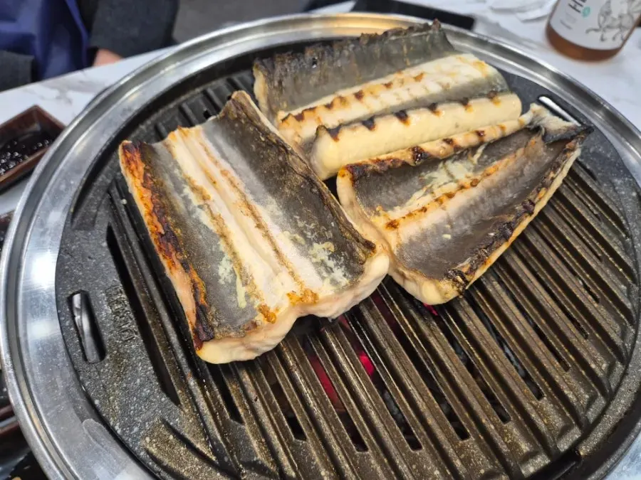 Thick freshwater eel on the grill