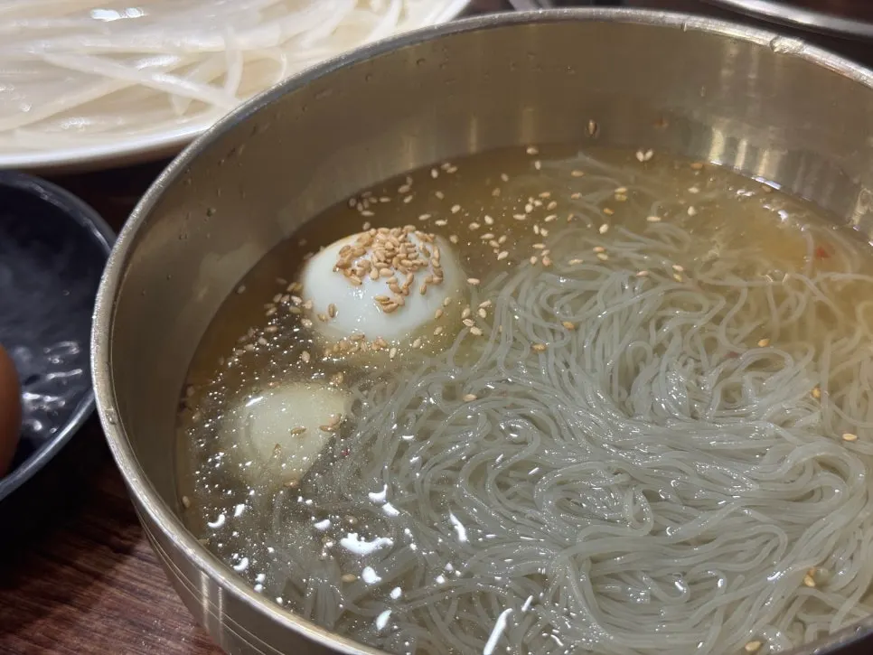 시원한 물냉면 면발 클로즈업