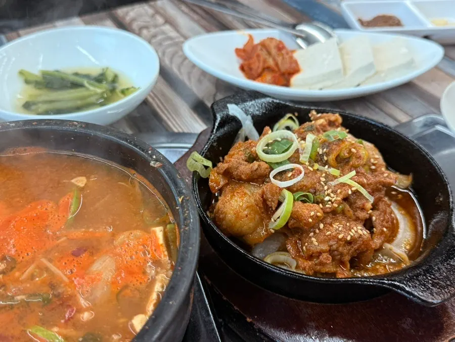 Korean set meal with tofu kimchi