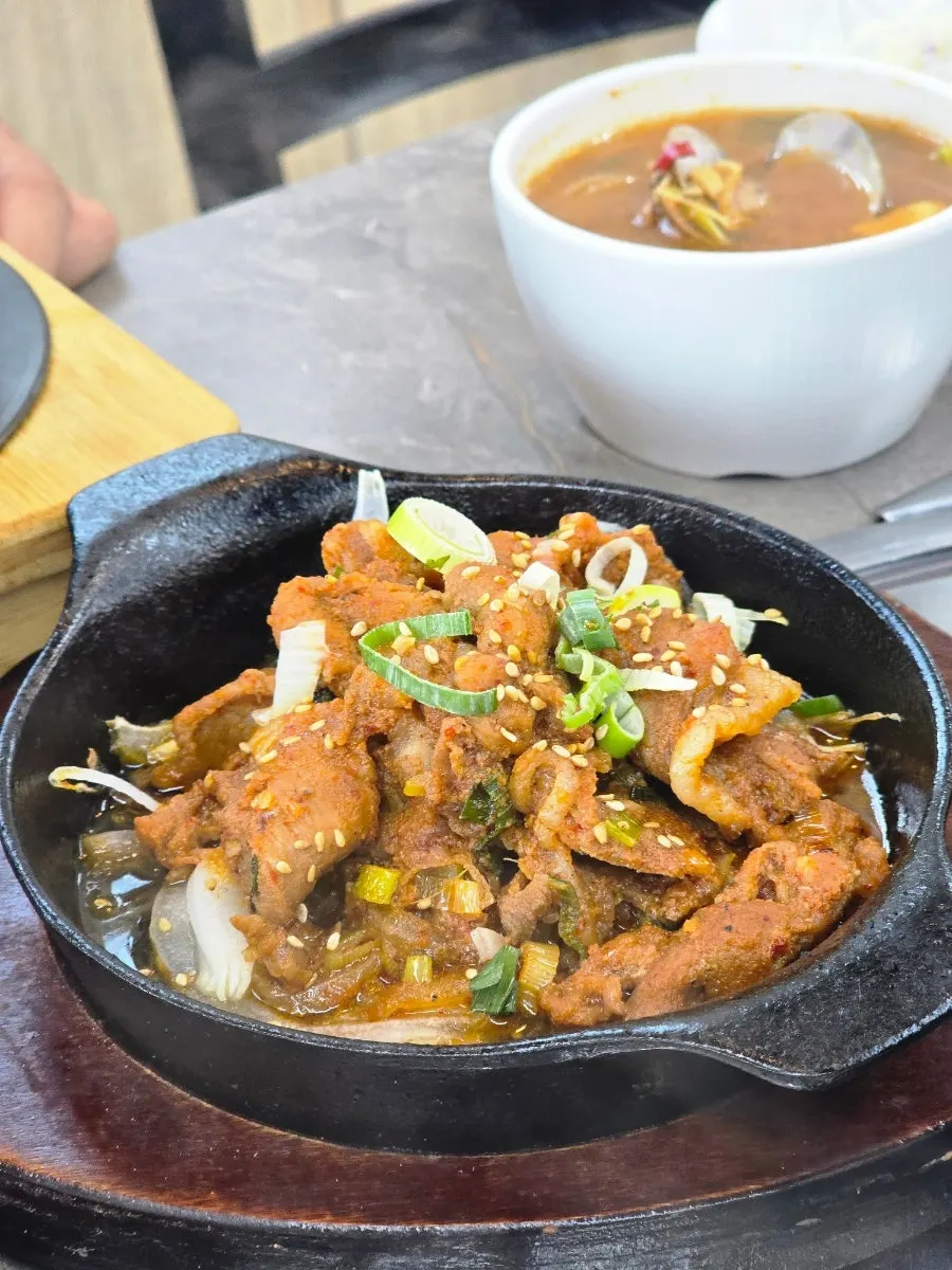 Doenjang soup with seafood
