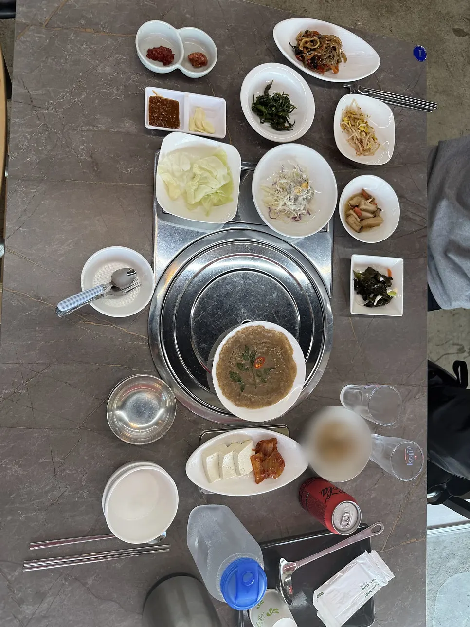 Basic banchan set out first