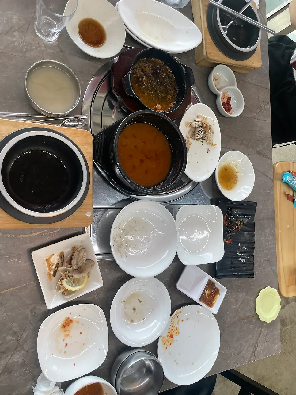 Empty plates after finishing the meal