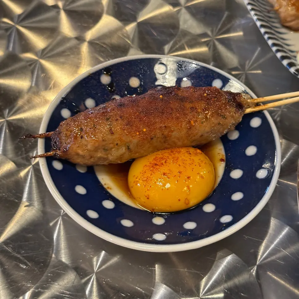 Grilled tsukune meatball skewer