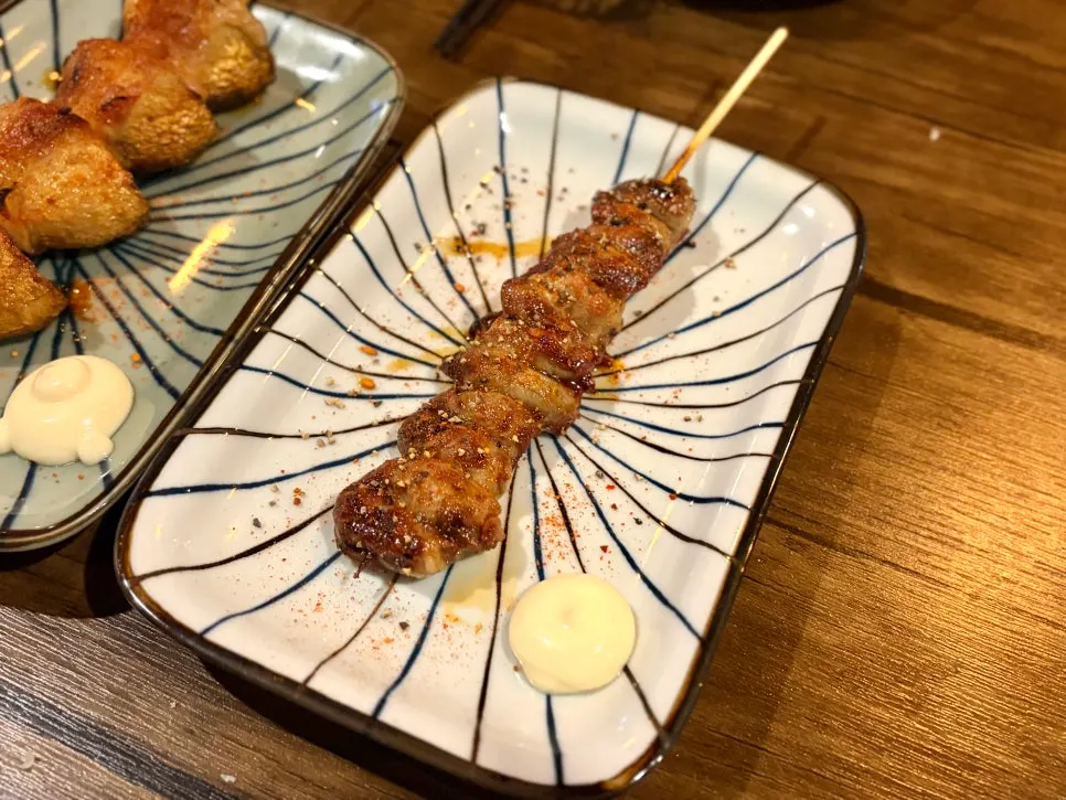 Extra heart skewer ordered on top