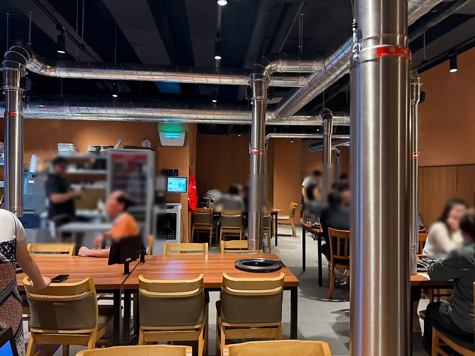 Restaurant interior busy with diners in the evening
