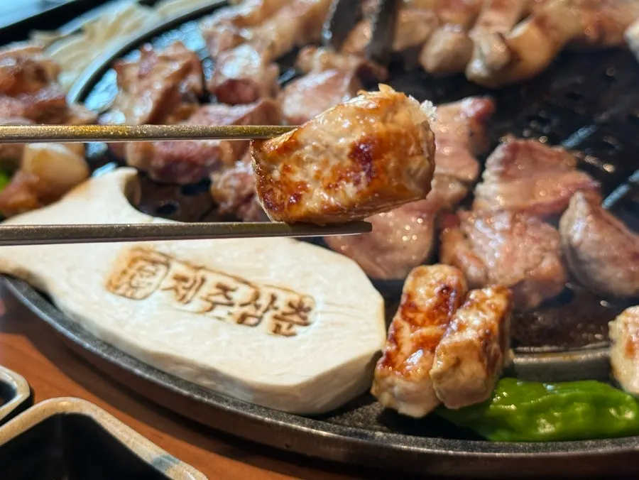 Family dining out at Jeju Samchun