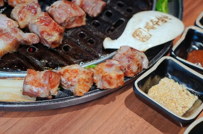 300-hour aged black pork on the grill