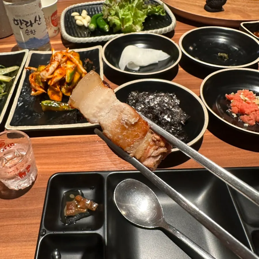 A perfectly grilled piece of black pork ready to eat