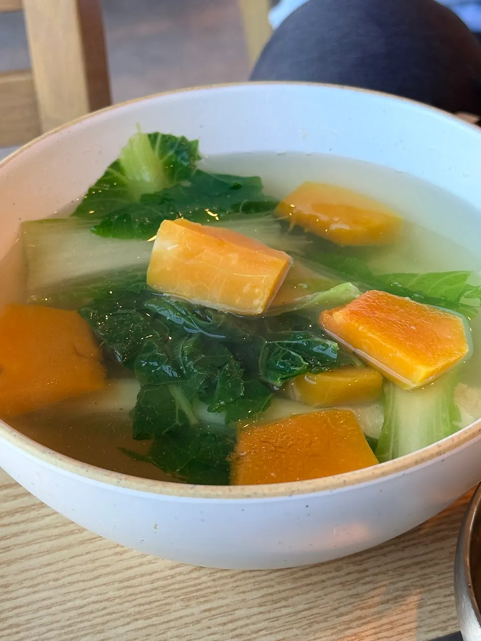 Bowl of galchi guk with plenty of vegetables
