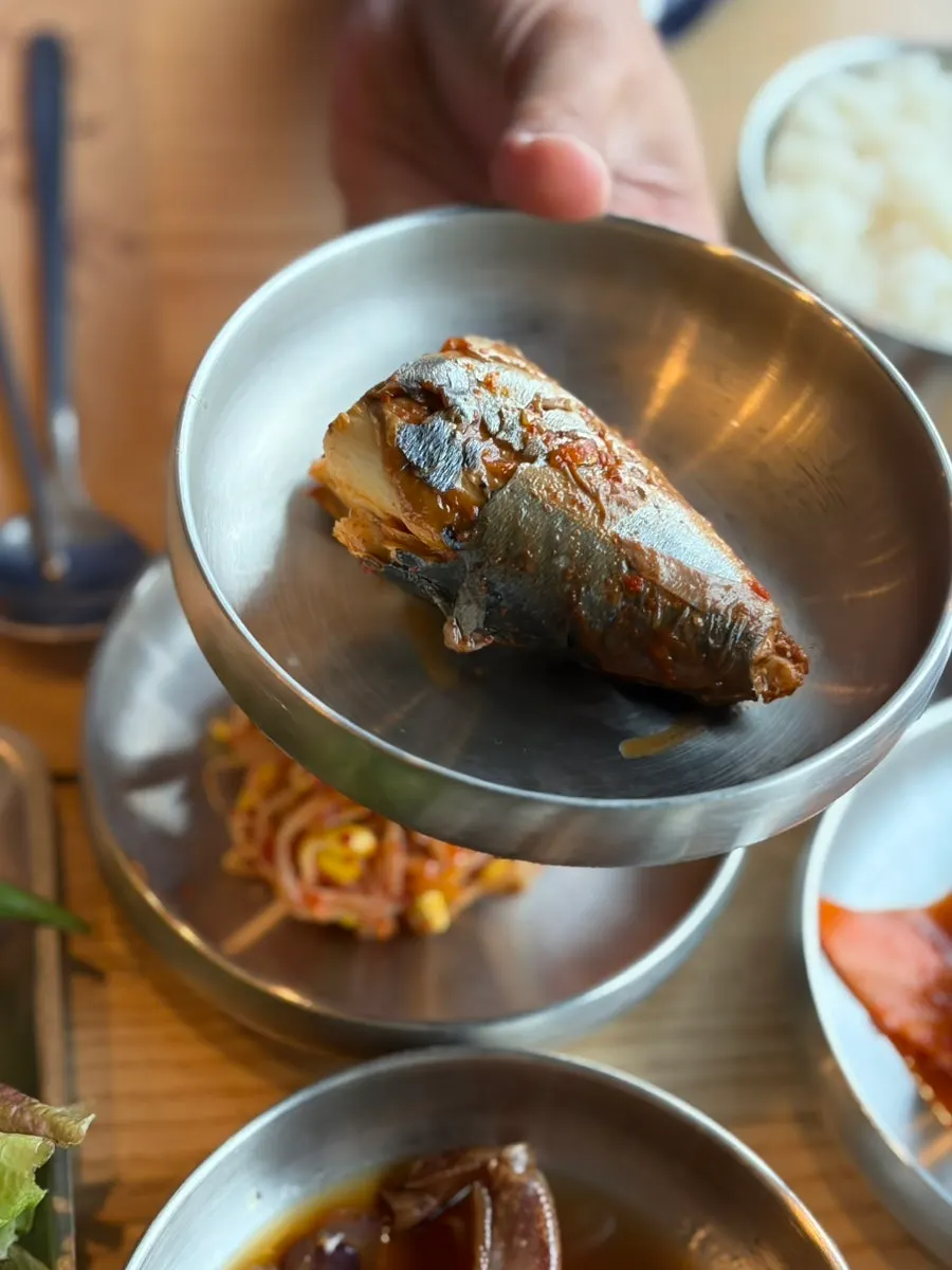 Plate of deboned mackerel meat